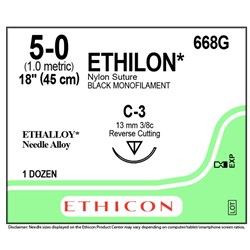 Sutures Nylon Ethicon 5/0 13mm 12 668G