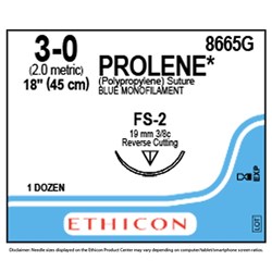 Sutures Prolene Ethicon 3/0 18.7mm 12 8665G