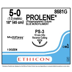 Sutures Prolene Ethicon 5/0 15.7mm 8681G