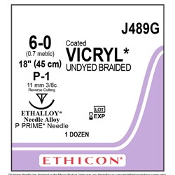 Sutures Vicryl Ethicon 6/0 11.2mm 12 J489G