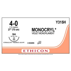 Sutures Monocryl Ethicon 4/0 26mm 36 Y315H (Replaces Y415H)