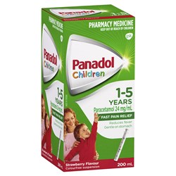 Panadol Colour Free Suspension Strawberry 200ml 1-5 Years SM