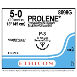 Sutures Prolene Ethicon 5/0 12.9mm 12 8698G