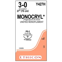 Sutures Monocryl Ethicon 3/0 U/D 19mm PS-2 36 70cm Y427H