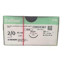 Sutures Nylon Dafilon Braun 2/0 DS 24mm 3/8 RC 45cm Blue