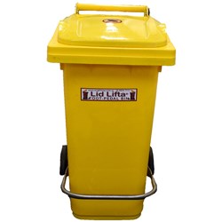 Bin Wheelie 80ltr Yellow Bio-Hazard with S/Steel Foot Pedal