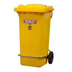 Bin Wheelie 120lt Yellow Bio-Hazard with S/Steel Foot Pedal