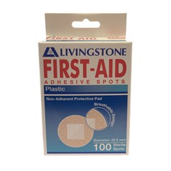 Adhesive Plastic Dressing Spots Latex Free 22mm B100