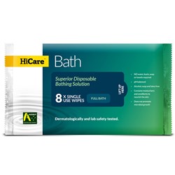 Hicare Bath Wipes Resealable 8 Cloth Packs HCB825