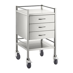 Trolley S/Steel 3 Drawer/ Shelf & Rails 50 x 50 x 90cm Econo