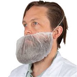 Beard Cover Disposable White Ear Loop L/Free B100