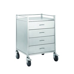 Trolley S/Steel 4 Drawer/ Shelf & Rails 50 x 50 x 90cm Econo