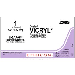 Sutures Coated Vicryl Ethicon 1 135cm Ligapak Dispensing Reel Violet J208G