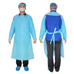 Gown Isolation Non Sterile Disposable  Blue CPE 40gsm C150