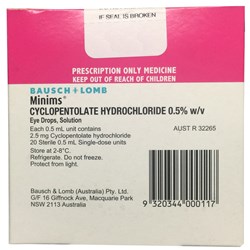 Minims Cyclopentolate HCL 0.5% Eye Drops SM BOX20
