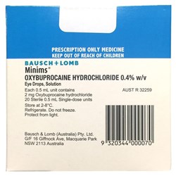 Minims Oxybuprocaine Hydrochloride 0.4% Eye Drops SM BOX20