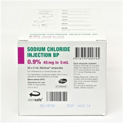 Sodium Chloride Poly Ampoules 0.9% 50 x 5ml (45mg) BOX50