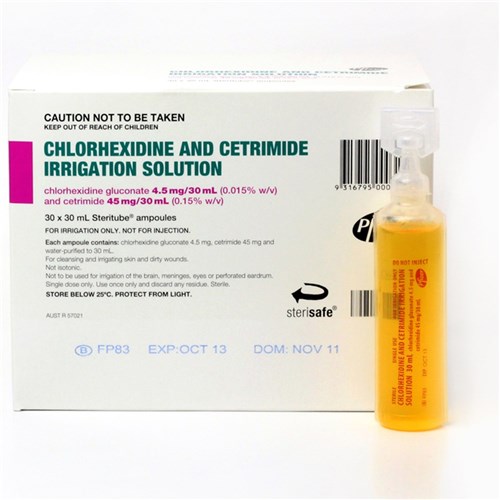 Chlorhexidine 0.015% Cetrimide 0.15% 30 x 30ml Irrigating