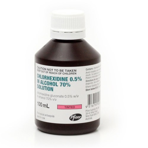 Chlorhexidine 0.5% Alcohol 70% Pink Tint 100ml