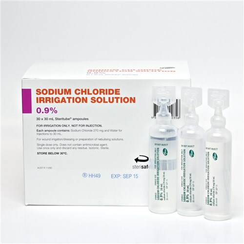 Sodium Chloride 0.9% 30 x 30ml Steritube Irrigating