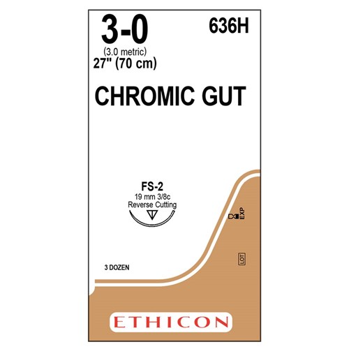 Sutures Catgut Chromic Ethicon 3/0 18.7mm 12 636H