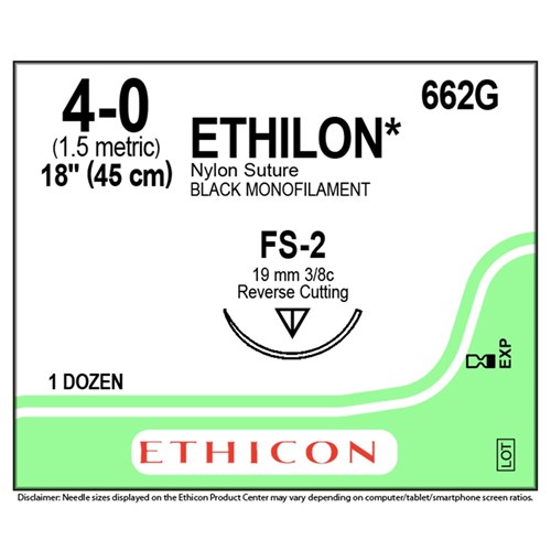 Sutures Nylon Ethicon 4/0 18.7mm 662G (Replaces 662H)