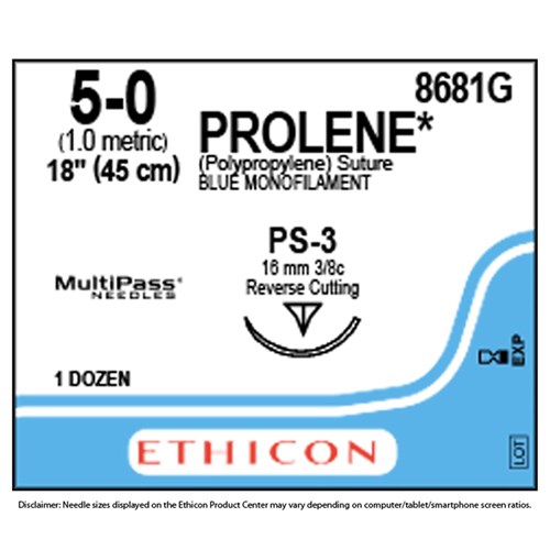 Sutures Prolene Ethicon 5/0 15.7mm 8681G