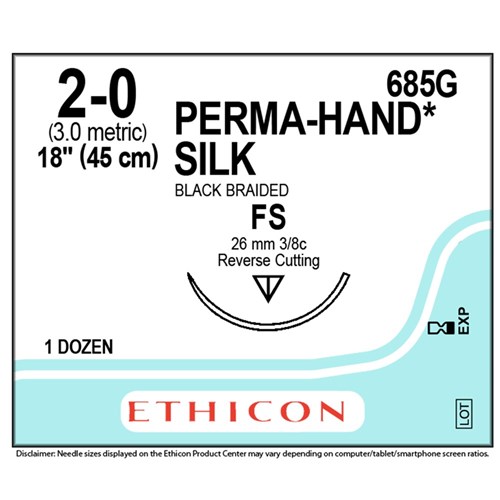 Sutures Silk Ethicon 2/0 26mm 12 685G