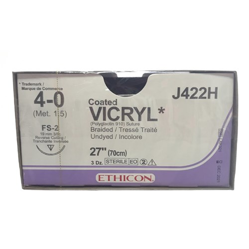 Sutures Vicryl Ethicon 4/0 18.7mm 36 J422H