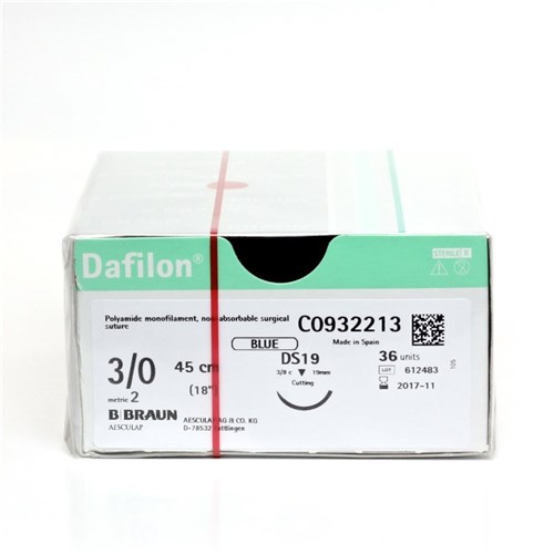 Sutures Nylon Dafilon Braun 3/0 DS 19mm 3/8 RC 45cm Blue