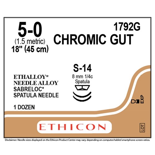 Sutures Catgut Chromic Ethicon 5/0 12 1792G