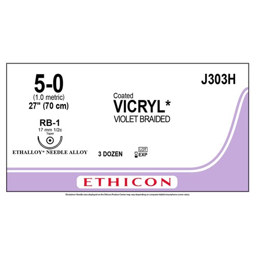 Sutures Vicryl Ethicon 5/0 17.4mm 36 J303H