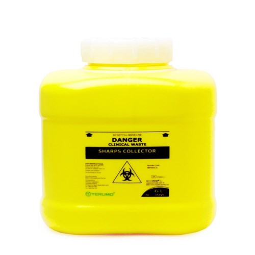 Bio-Hazard Collector Terumo Sharps Container Screw Lid 6 ltr