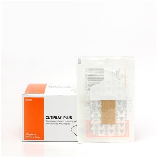 Cutifilm Plus Waterproof Dressings Tan 5 x 7.2cm B50