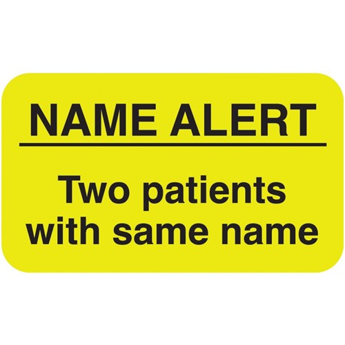 Medical Label Patient with Same or Similar Name Yellow