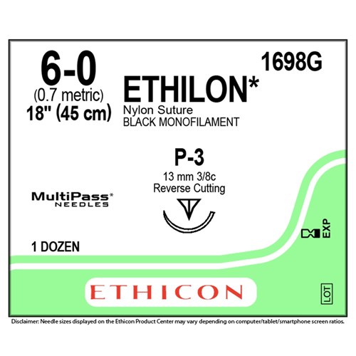 Sutures Nylon Ethilon 6/0 P-3 45cm B12