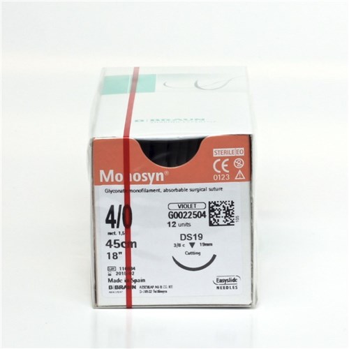 Sutures Monosyn Braun 4/0 DS 19mm 3/8 RC 45cm Violet