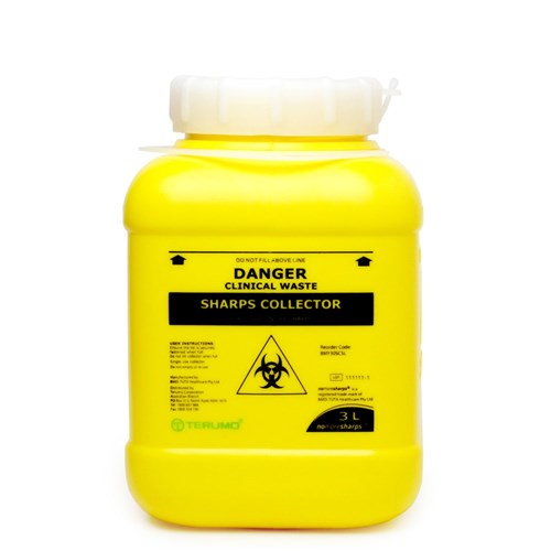 Bio-Hazard Collector Terumo Sharps Container 3L Screw Lid