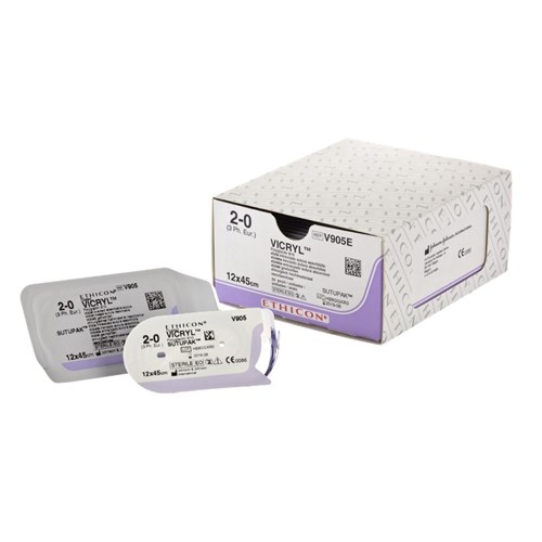 Sutures Coated Vicryl Ethicon 6/0 2xTG100-8 6.5mm 1/4 M-Spatula 45cm Violet J544G