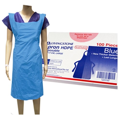 Aprons Disposable Blue 71 x 117cm B100 (Dispenser Box)