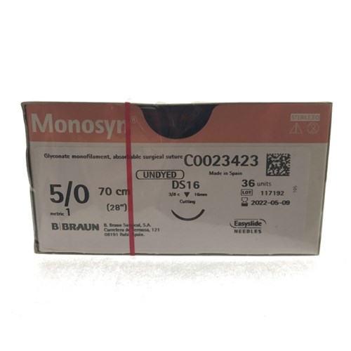 Sutures Monosyn Braun 5/0 DS 16mm 3/8 RC 70cm Undyed