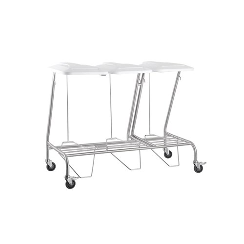 Trolley Linen S/Steel with Foot Operated Lid Triple