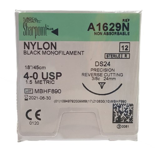 Sutures Nylon Surgical Specialties 4/0 24mm 45cm A1629N