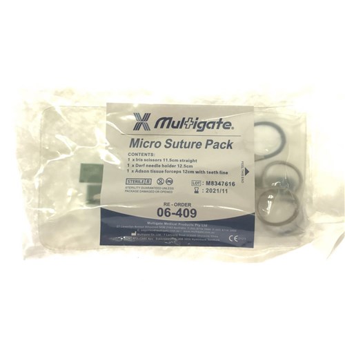 Multigate Micro Suture Pack Set 3 S/Steel Instruments 06-409