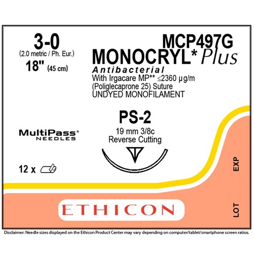 Sutures Monocryl Plus Undyed 3/0 45cm PS-2 Prime