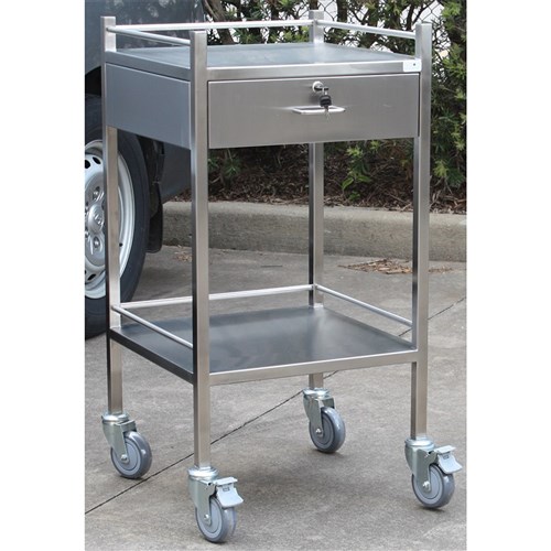 Trolley S/Steel Single Drawer 50 x 50 x 97cm with Lock 1451