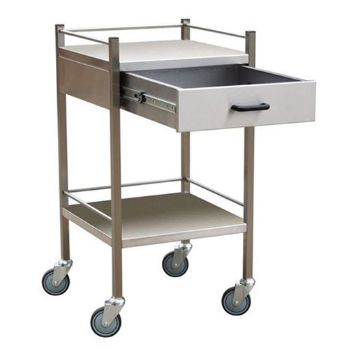 Trolley S/Steel Single Drawer 50 x 50 x 97cm with Lock 1451