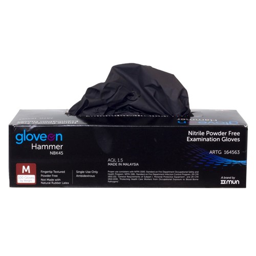 Hammer Nitrile Powder Free Glove Black N/S Large B100