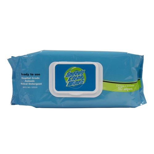 Speedy Clean Wipes Flat Pack Pkt 50