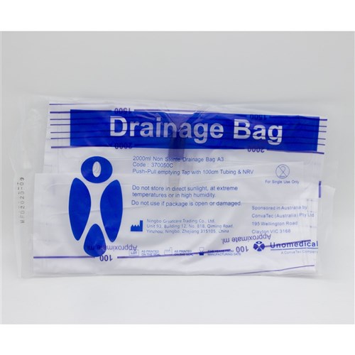 Urine Bag 2L T-Tap NRV 110cm Tubing